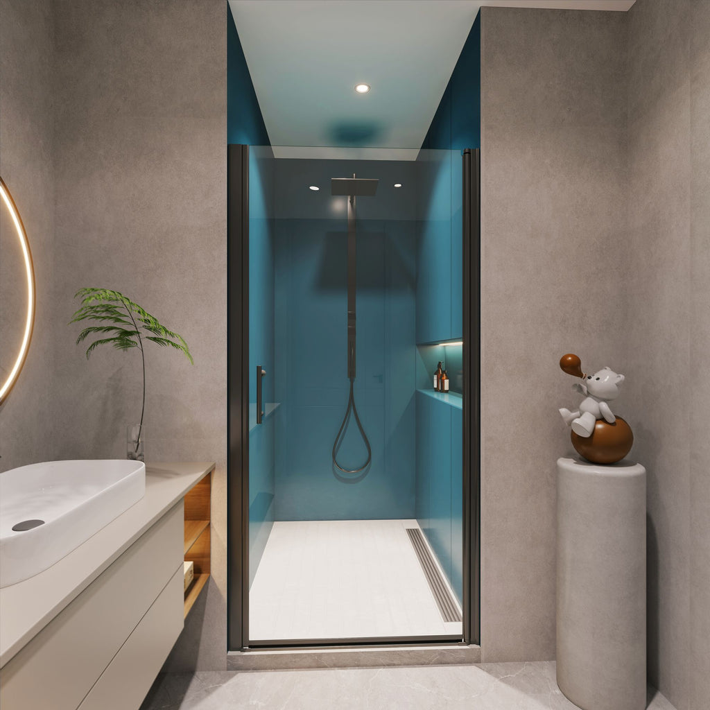 1 3/8" adjustment,universal pivot shower door, open outside, with 1/4" tempered glass finish 3672