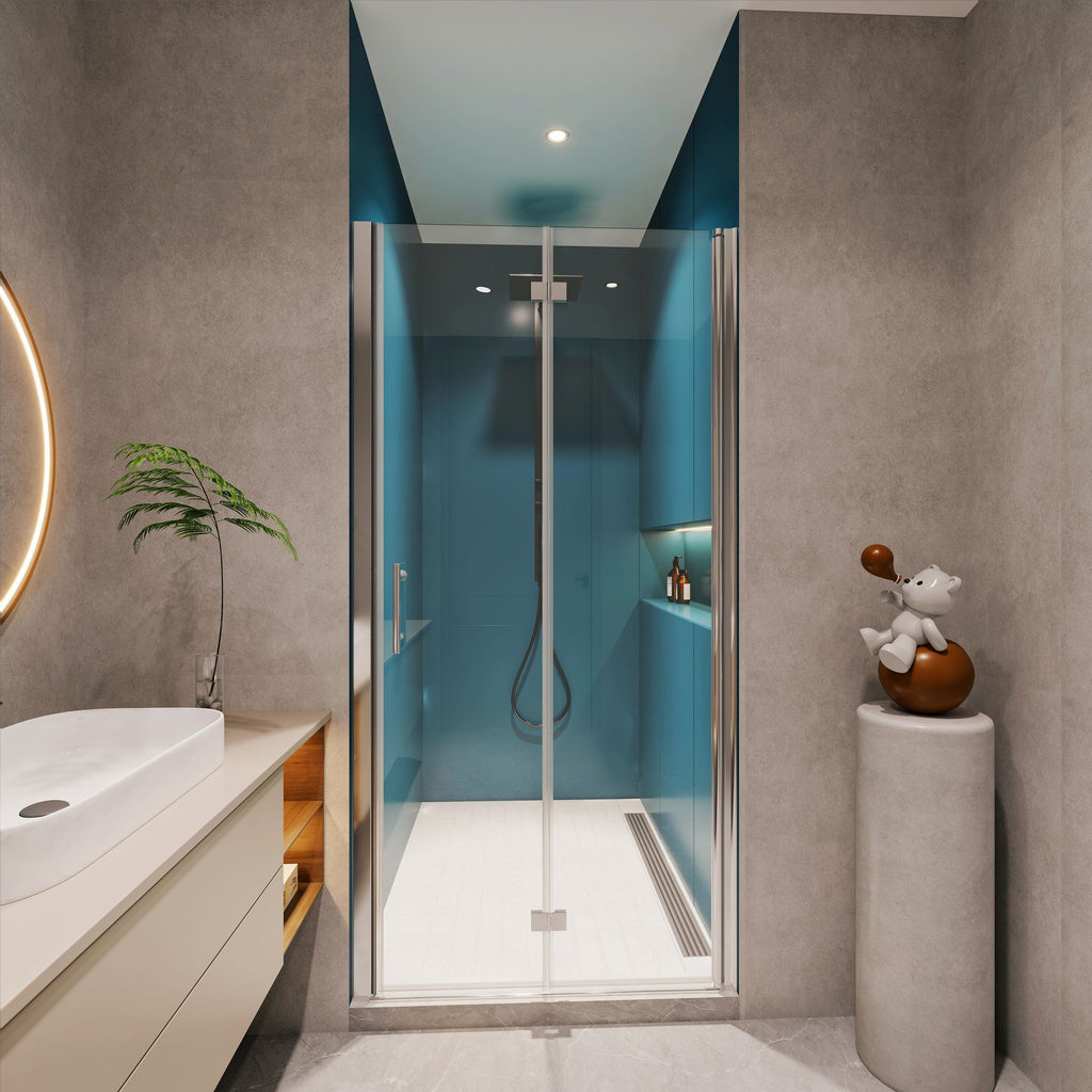 1 3/8" adjustment,universal pivot shower door, with 1/4" tempered glass