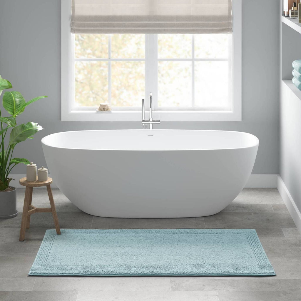1 PCS 24x60" 100% Cotton Tufted 3000 GSM Reversible Bath Rug Blue