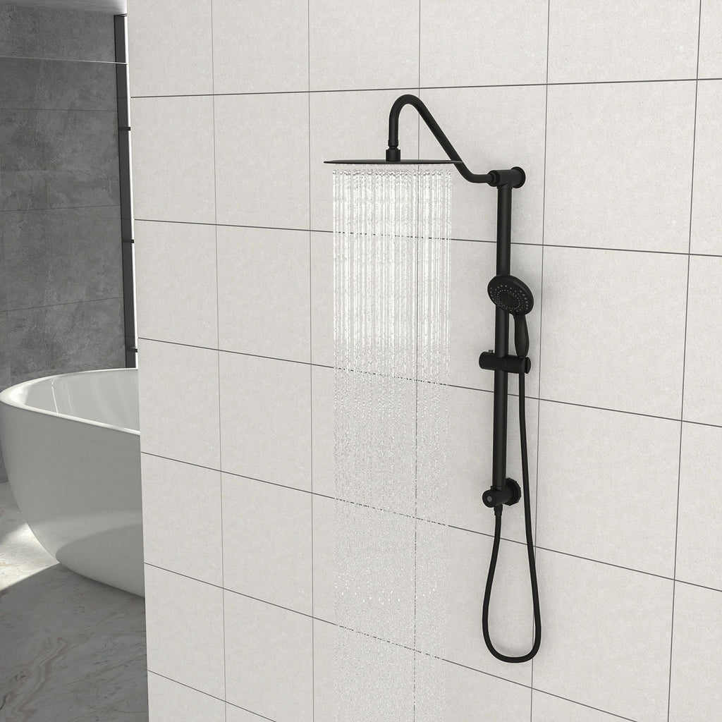 10 Inch Shower System with 5 Function Rain Hand Shower, 26.3" Slide Bar Shower Head Combo, Matte Black