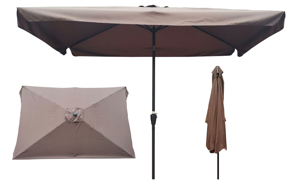 10 x 6.5ft Rectangular Patio Umbrella Outdoor Market Umbrellas with Crank and Push Button Tilt for Garden Swimming Pool Market RT