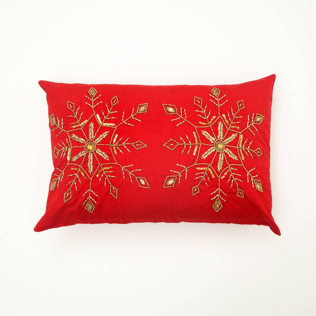 100% Polyester Lumber Pillow with Bead Work – Soft & Stylish Accent-24X16"