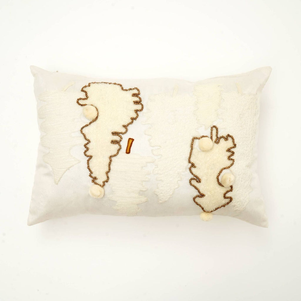 100% Polyester Pillow with Embroidery Work – Soft & Stylish Accent-24X16"
