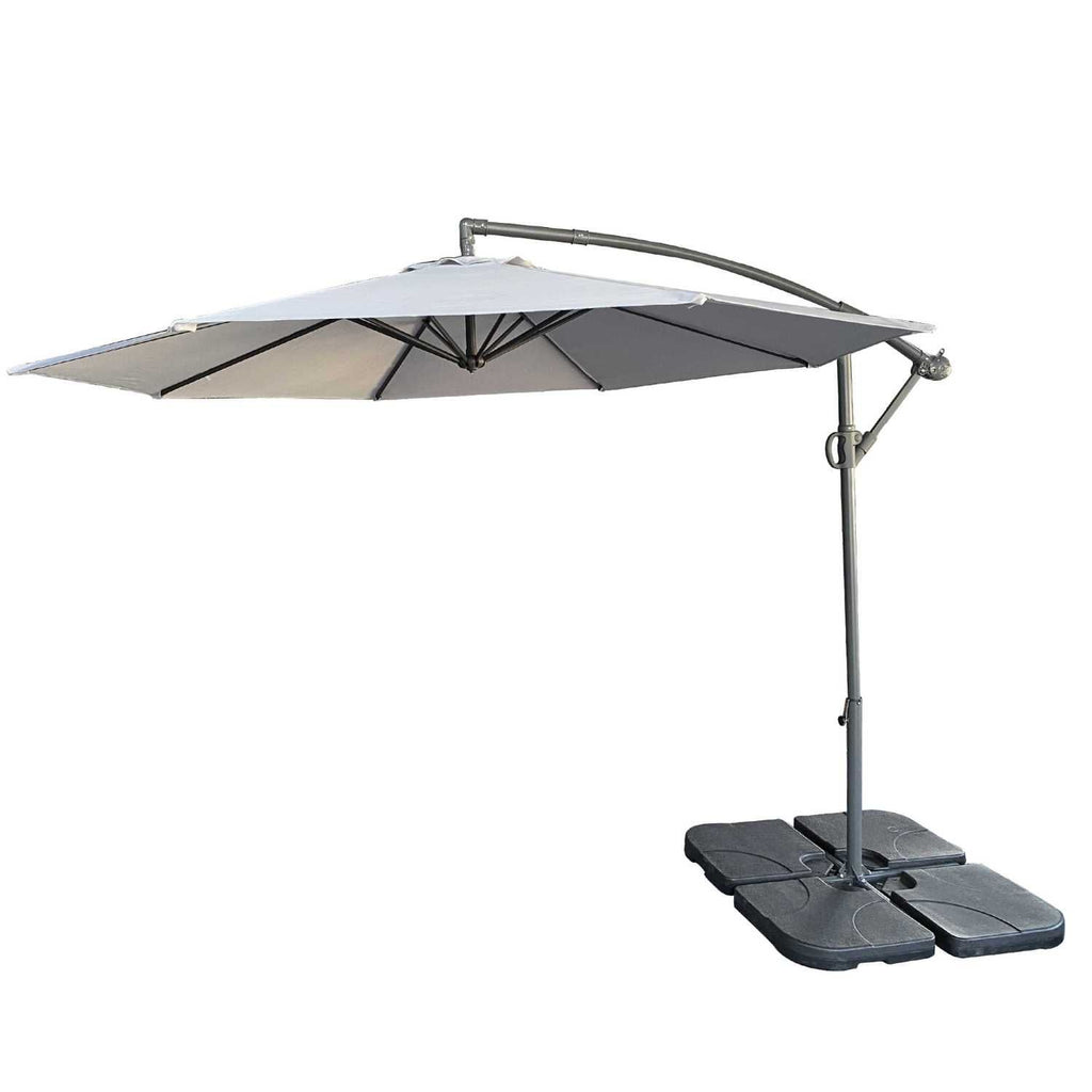 10ft Offset Patio Umbrella - Offset Hanging Cantilever Patio Outdoor Market Umbrella Protection with Easy Tilt Adjustment and Crank for Pool Deck and Garden (Gray)