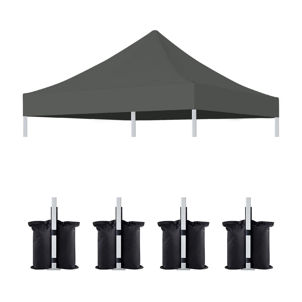 10x10 Canopy Replacement Top for Pop Up Canopy Tent and 4PC Pack Canopy Weight Bag(only cover not include frame) Gray