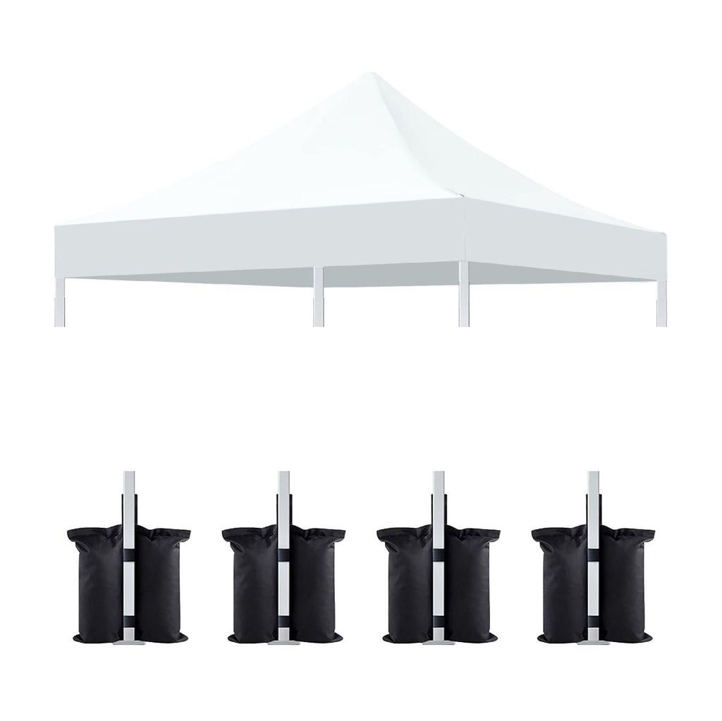 10x10 Canopy Replacement Top for Pop Up Canopy Tent and 4PC Pack Canopy Weight Bag(only cover not include frame) White