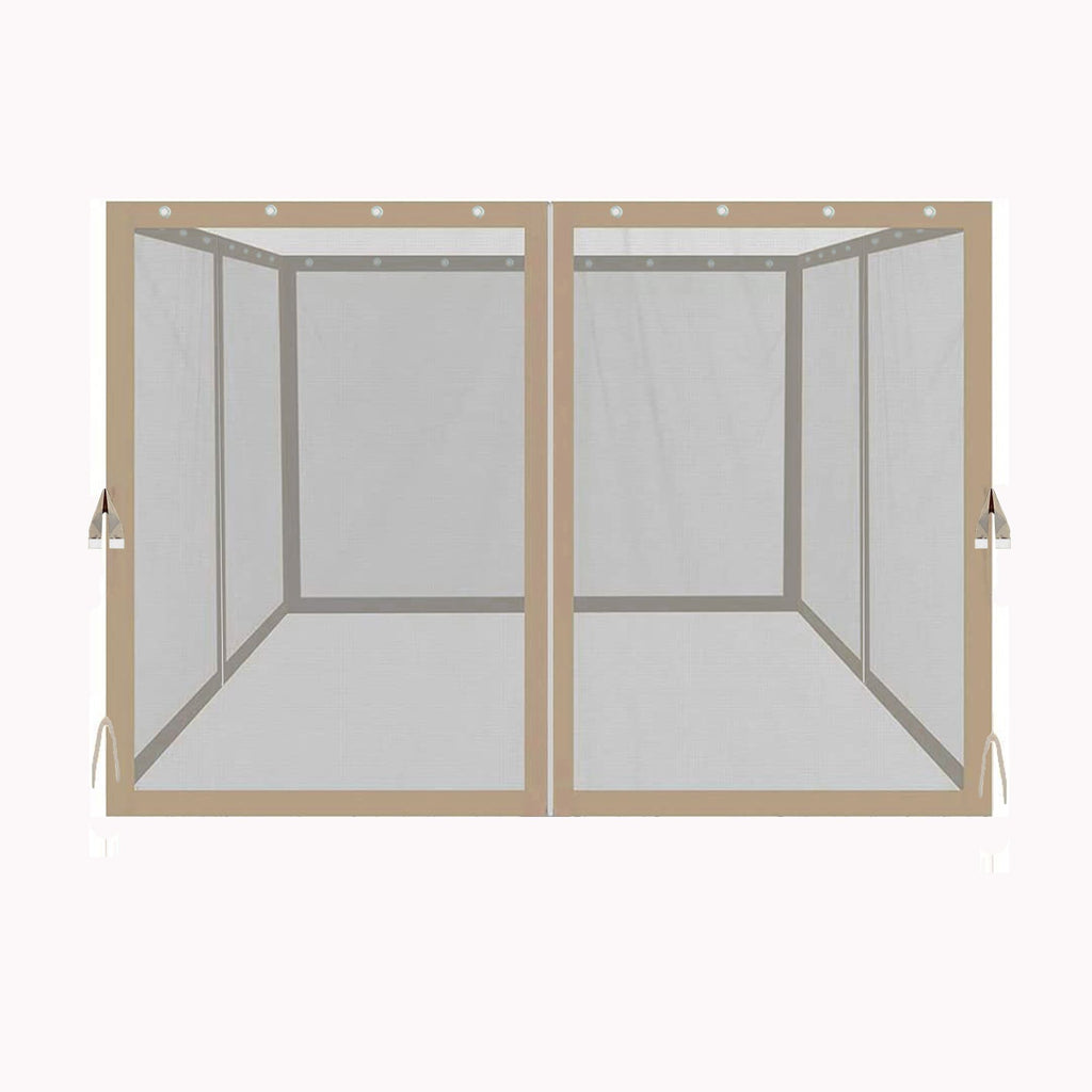 10x10 Ft Gazebo Replacement Mosquito Netting with Zippers, 4-Side Mesh Walls for Patio Gazebos