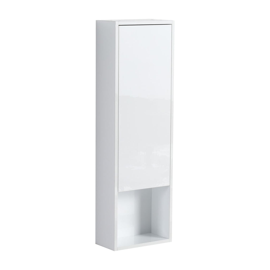 12" Bathroom Wall Cabinet, Soft Close Doors, Float Mounting Design,Glossy White,(KD-Packing)
