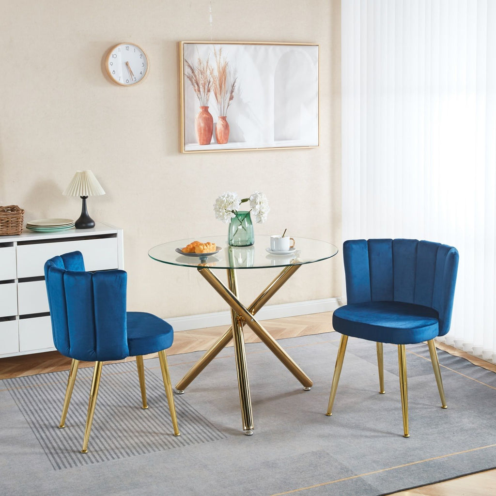 1+2,3pieces dining set, Table metal leg Mid-century Dining Table for 4-6 people With Glass Table Top, Pedestal Dining Table, End Table Leisure Coffee Table