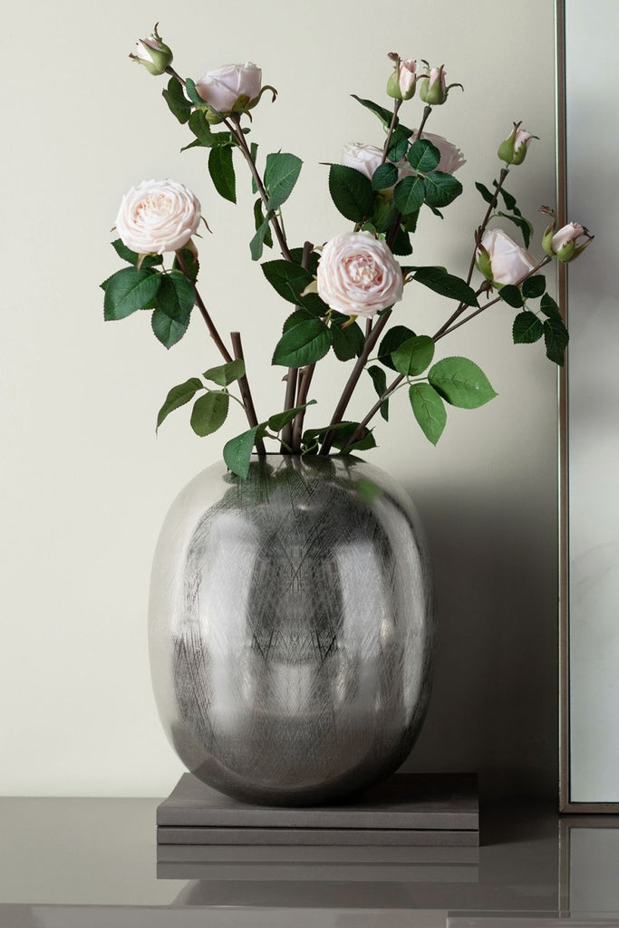 12.5x12.5x15" Aluminum Vase, Silver Streaks