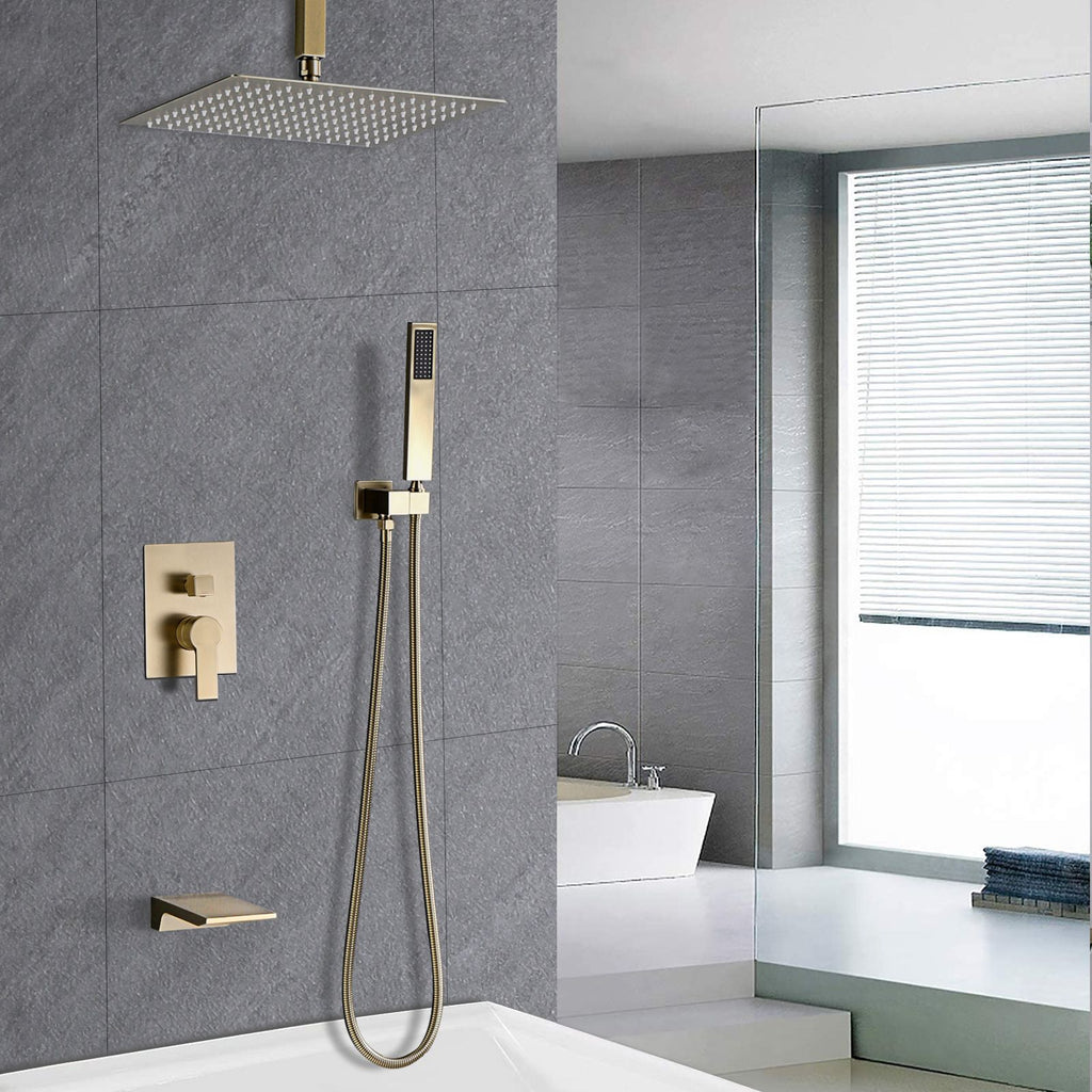 12inch Shower System With Waterfall Tub Spout and Handheld Shower Head