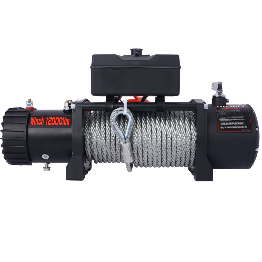 12V 12000LB Electric Winch Towing Trailer Steel Cable Off Road, Waterproof Wire Cable for Truck UTV ATU SUV