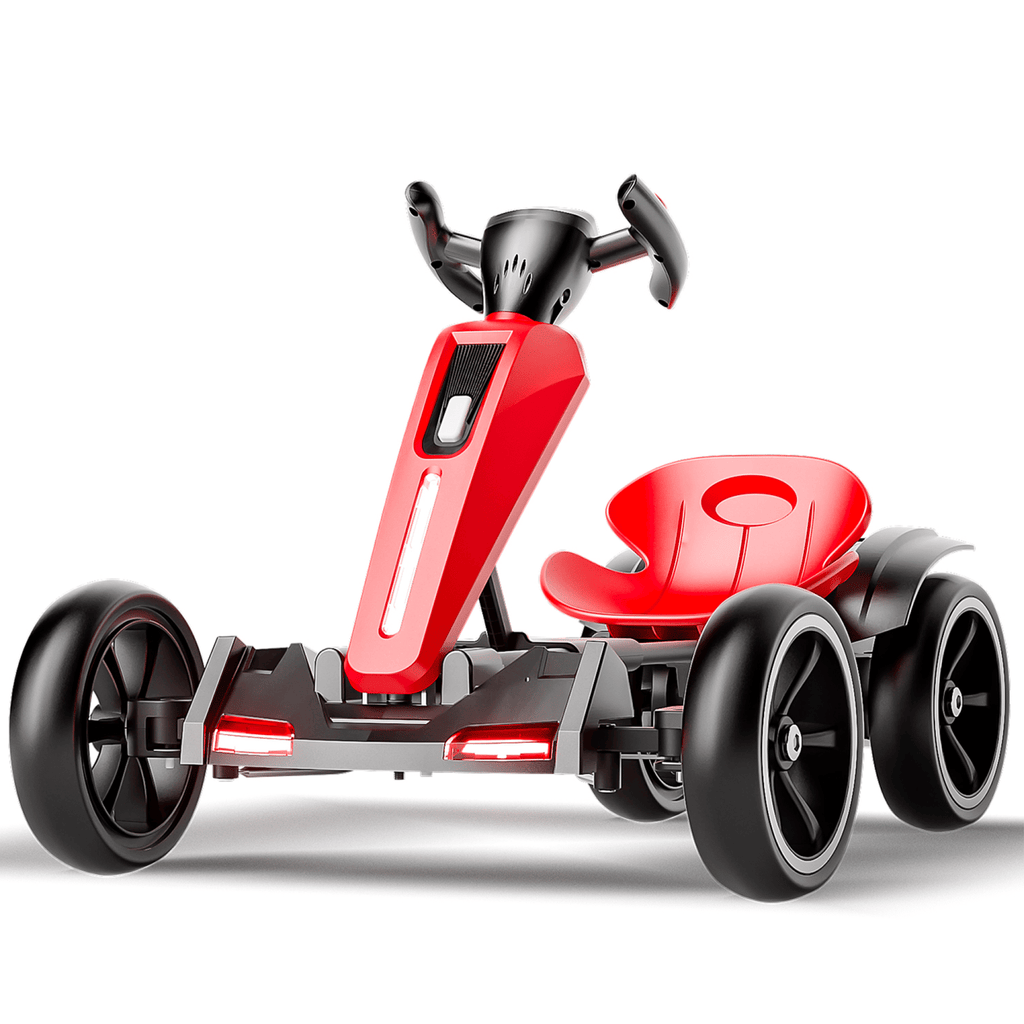 12V electric Kids Pedal Go Kart, Folder Go Kart, Outdoor Ride on Toy with Adjustable Seat, 4 Non-Slip EVA Wheels for Boys and Girls Aged 3-6 Years Old, Red