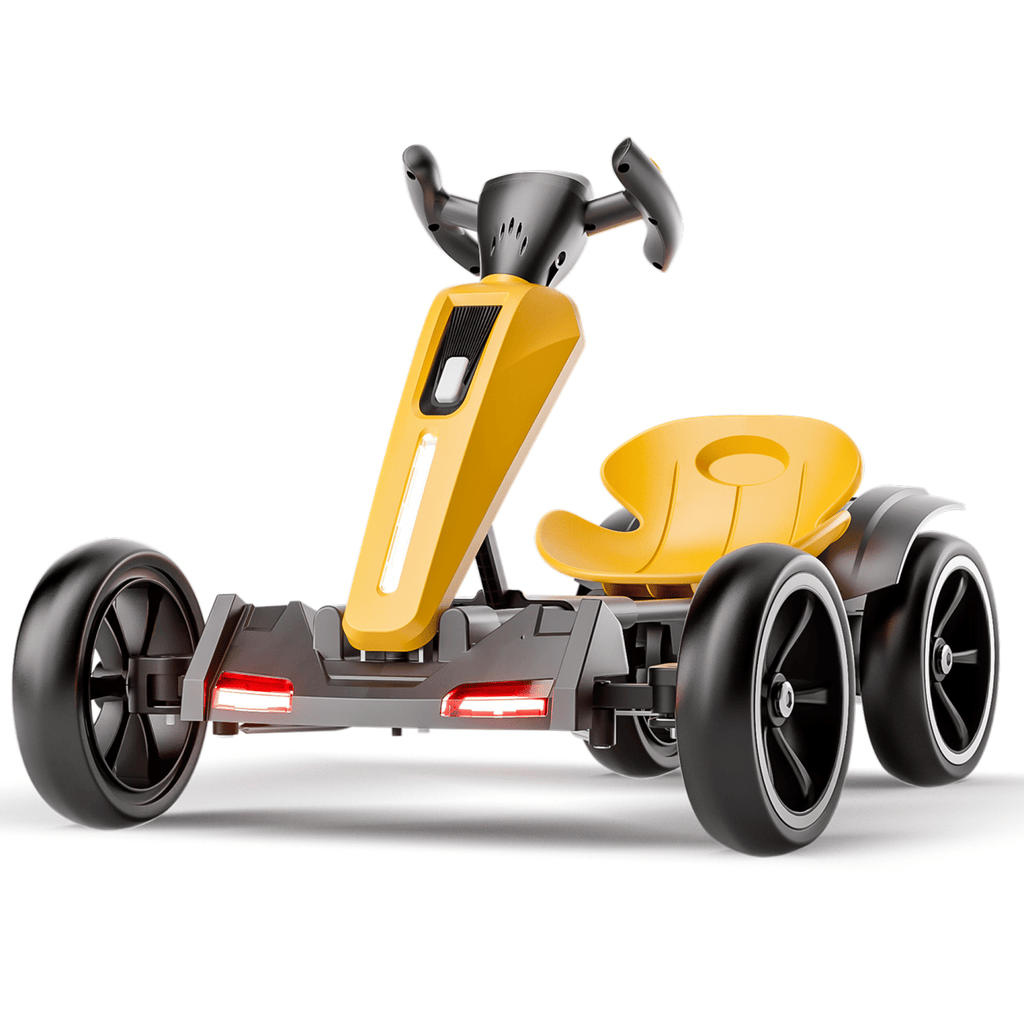 12V electric Kids Pedal Go Kart, Folder Go Kart, Outdoor Ride on Toy with Adjustable Seat, 4 Non-Slip EVA Wheels for Boys and Girls For Age 3-6 Years Old (Yellow)
