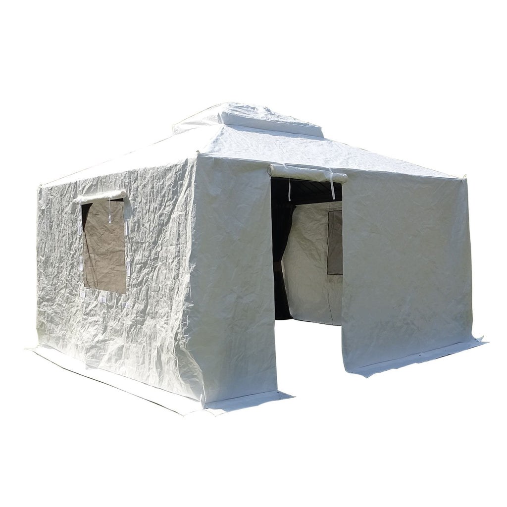 12'x12' Gazebo Cover for Hardtop Gazebos, Outdoor Universal Winter Gazebo Cover with Sidewalls and Mesh Windows, All Season Waterproof Enclosed Gazebo Cover, White