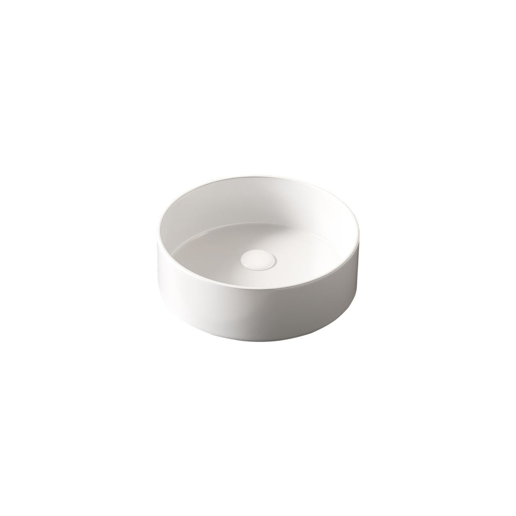 14'' Bathroom Sink, Round Vessel Ceramic Basin without Faucet, NO Cabinet, White