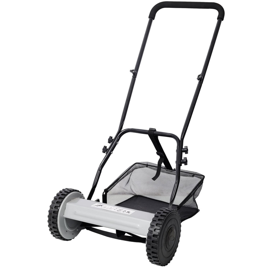 14-Inch 5-Blade Push Reel Lawn Mower with Grass Catcher, GRAY COLOR
