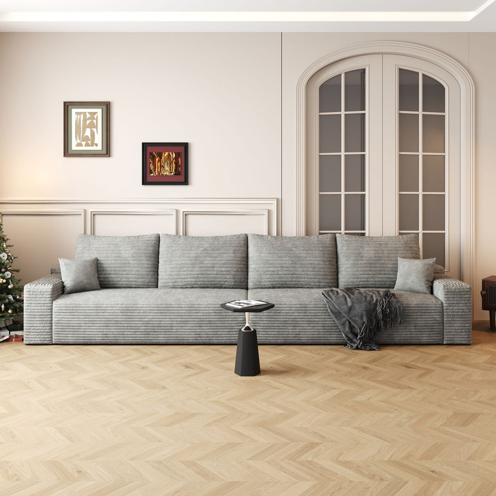 140" Cloud Sectional Couch,Modern Modular Sofa with Deep Seat, Upholstered Couches for Living Room Bedroom,No Assembly Required,Grey(Plush Corduroy Fabric)
