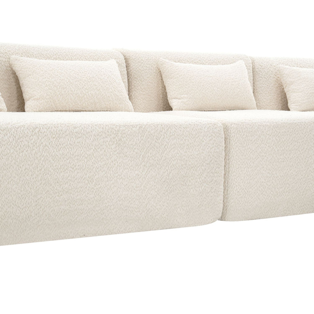 144" Upholstered Sofa Free-combined Sofa Couch with Two Chaise Lounge and Five Back Pillows for Living Room(Old SKU: N719S001600A), Beige