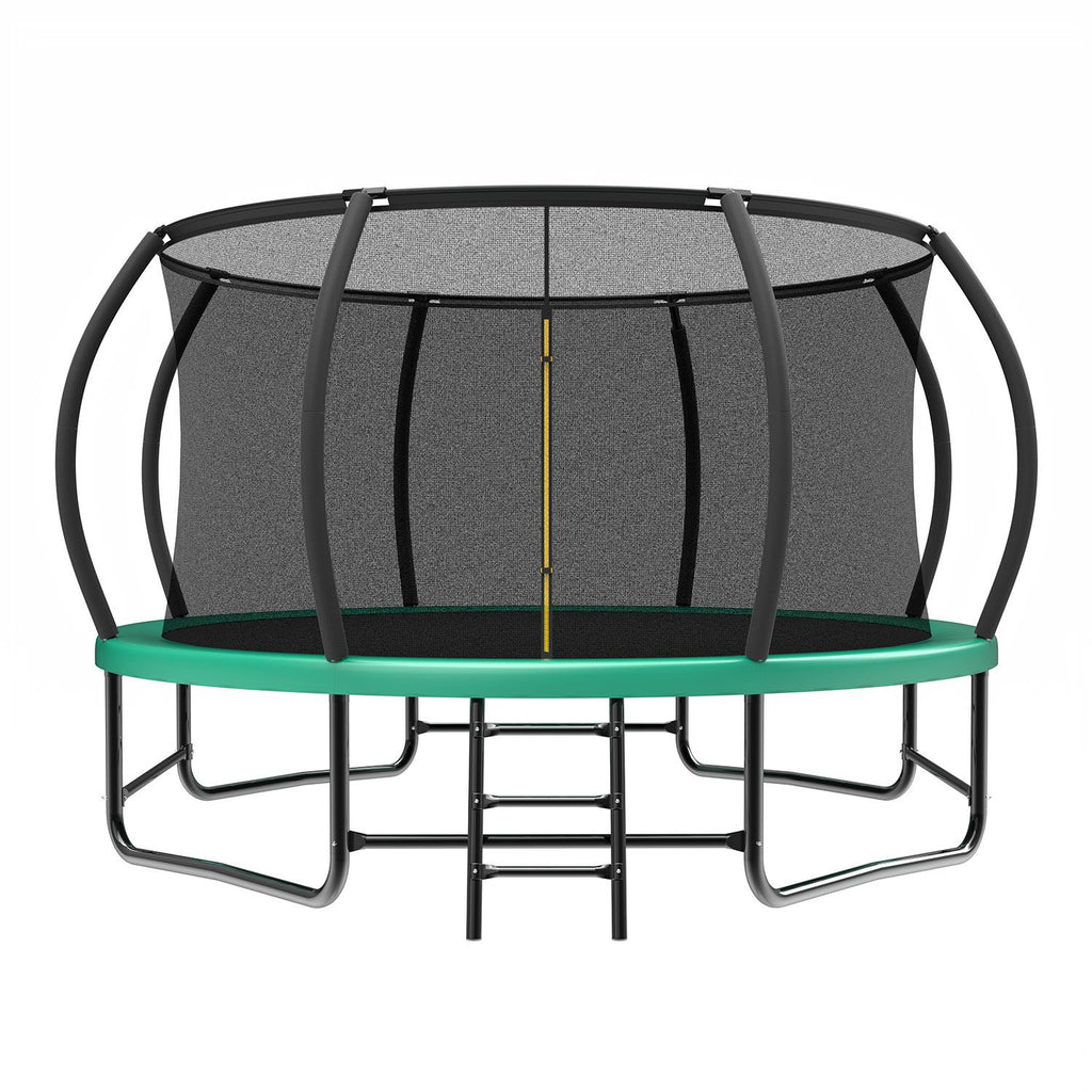 14FT Trampoline with Enclosure - Recreational Trampolines with Ladder and AntiRust Coating, ASTM Approval Outdoor Trampoline for Kids