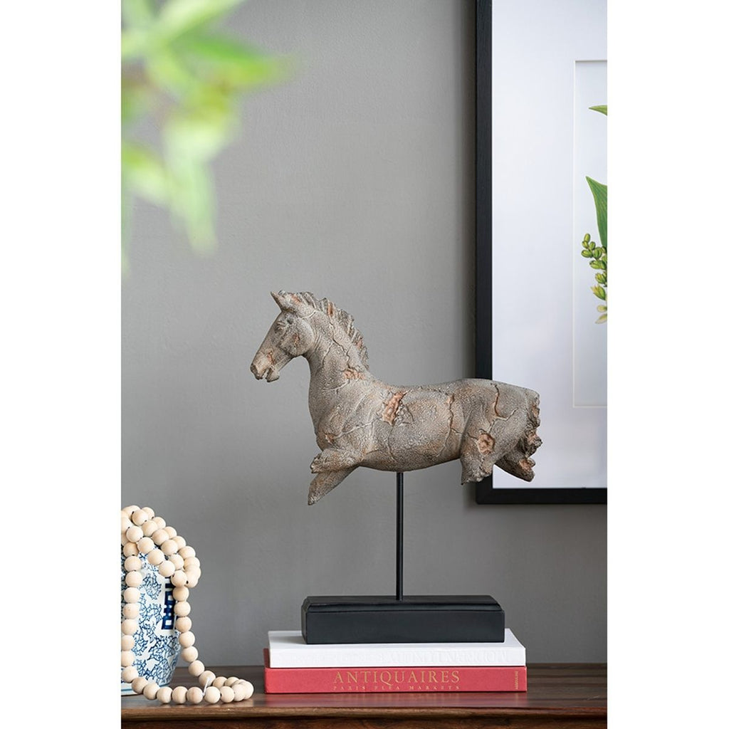14x4.5x17" Antique Horse Statue On Stand