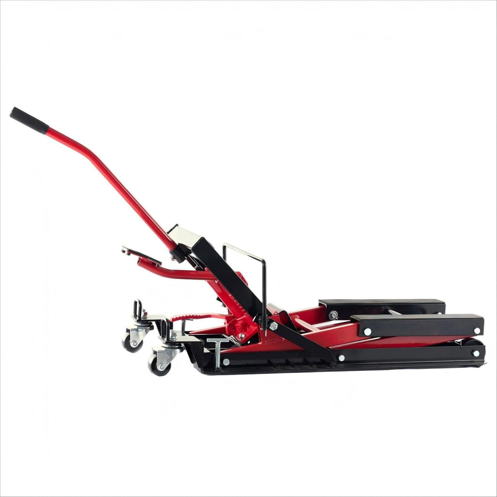 1500LBS Hydraulic Motorcycle Lift Jack 1500 LBS Capacity Steel ATV Lift with Wheels and Handle, Portable Foot-Operated