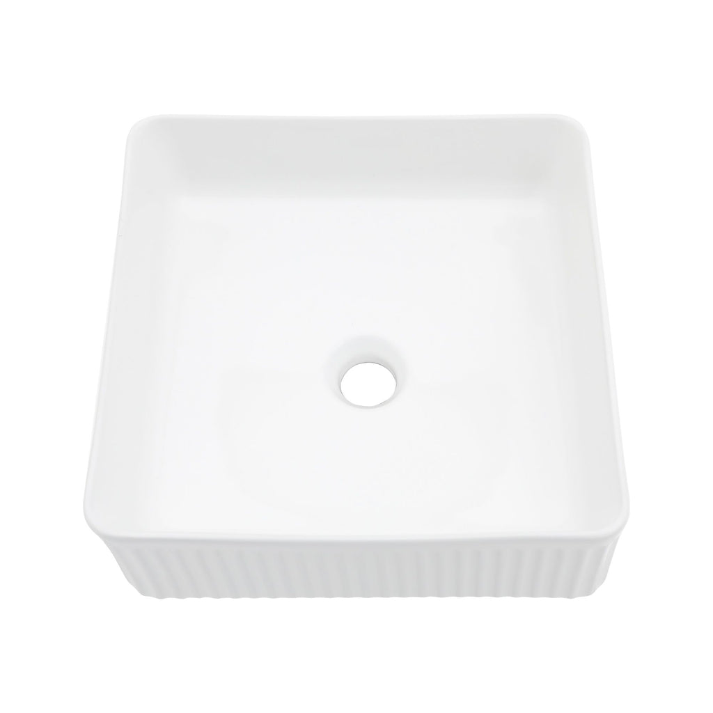 15.69"x15.69" White Ceramic Square Vessel Bathroom Sink