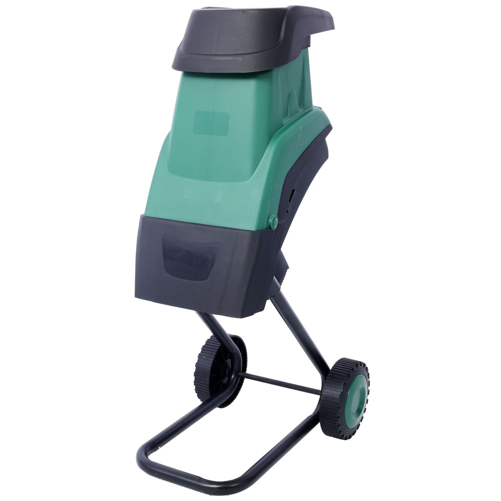 15Amp Electric Wood Chipper/Shredder with Wheels Electric Garden Shredder Portable Chipping Width Collection Bag, Double Sided Blade System, Auto Shut-Off Green