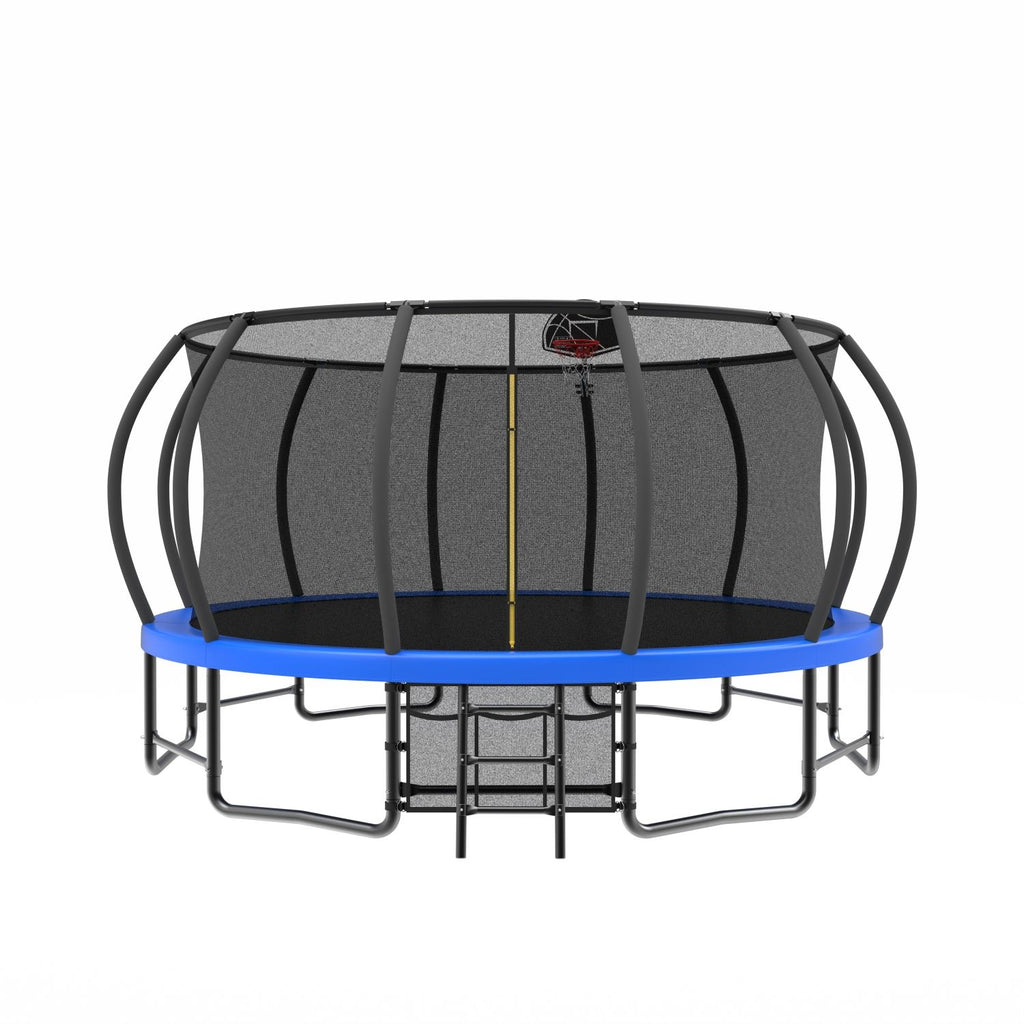 15FT Trampoline with Basketball Hoop - Recreational Trampolines with Ladder ,Shoe Bag and Galvanized Anti-Rust Coating