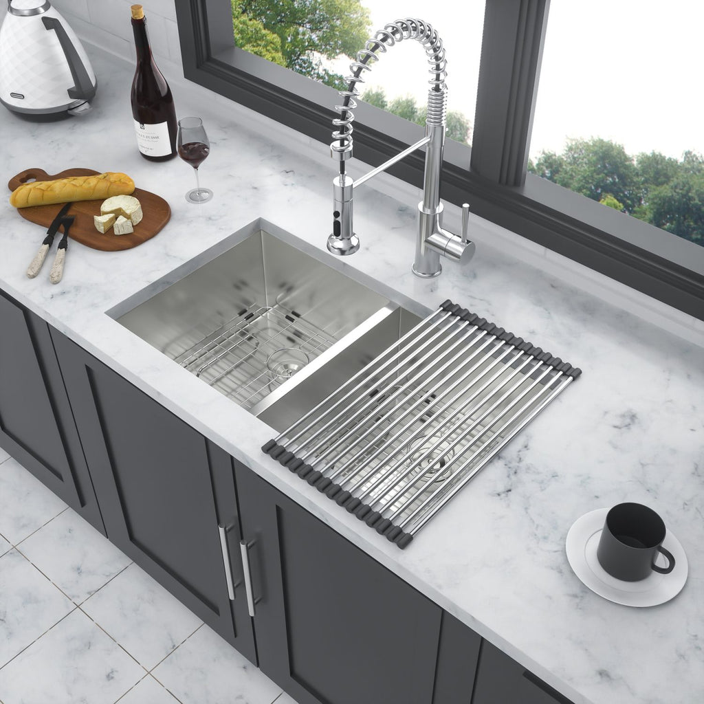 16 Gauge Stainless Steel 32 x 18 x 9 inch Undermount Double Bowl Kitchen Sink (50/50) with 9 Inch Deep Sink
