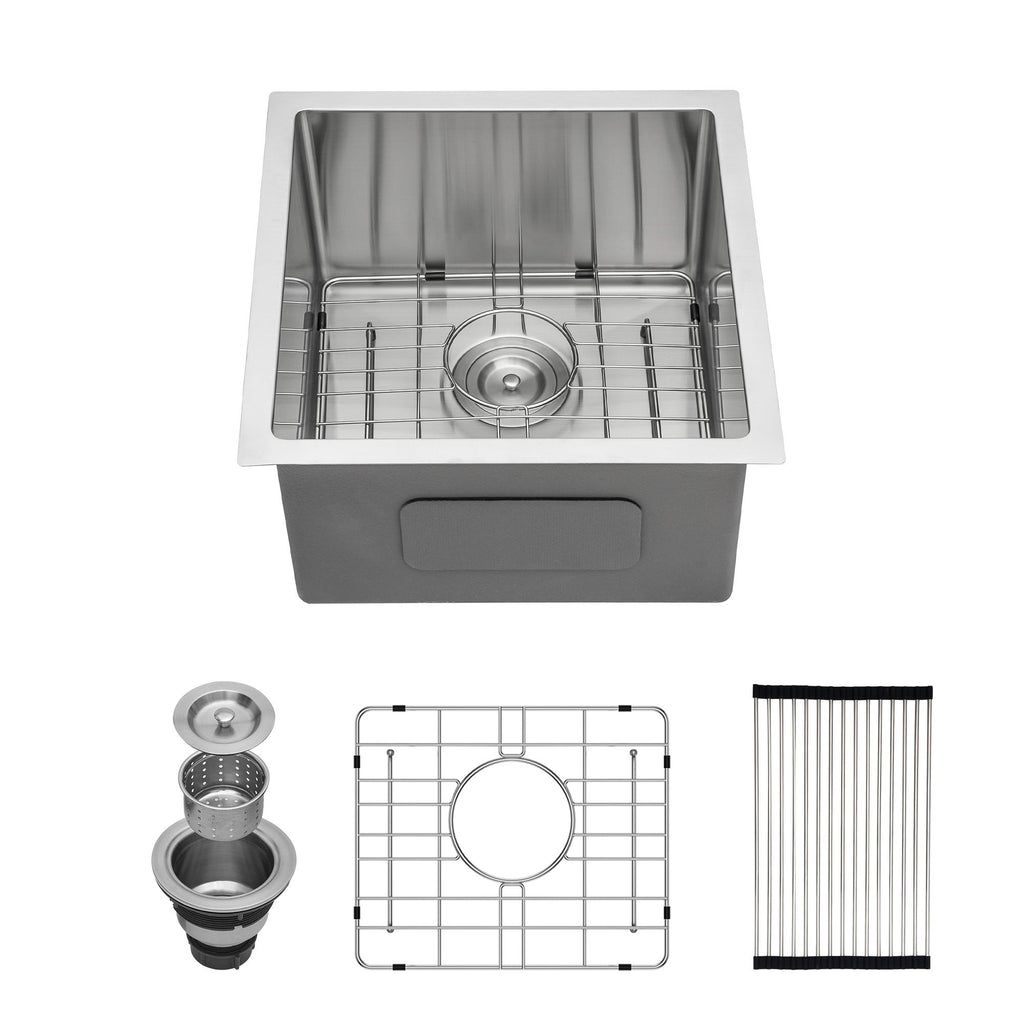 17 Inch Undermount Sink - 17"x19"x10" 16 Gauge Single Bowl Kitchen Sink 10 Inch Deep Bar/Prep Sink Basin
