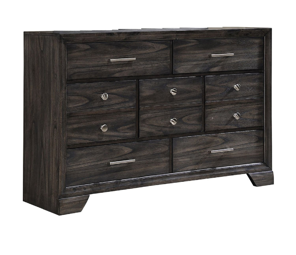 1pc Contemporary Dark Wood Grain Finish Metal Knobs Storage Drawers Dresser Wooden Gray