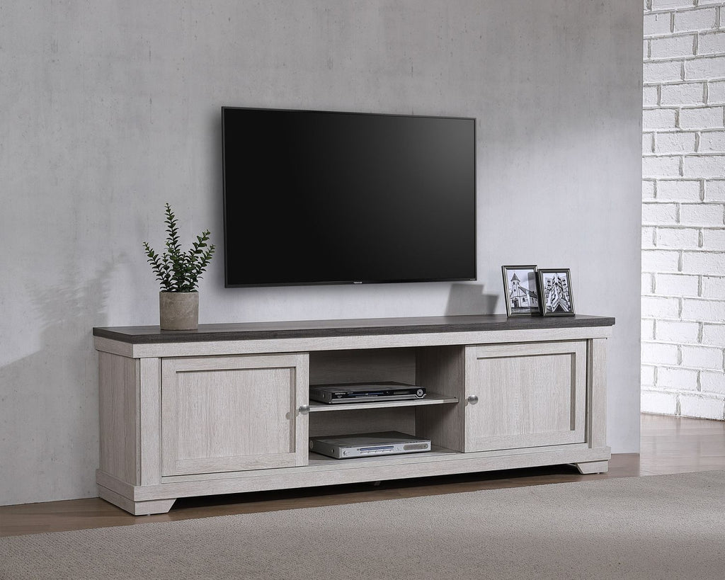 1pc Contemporary Entertainment Console TV Stand Weathered Wood Finish Living Room Furniture