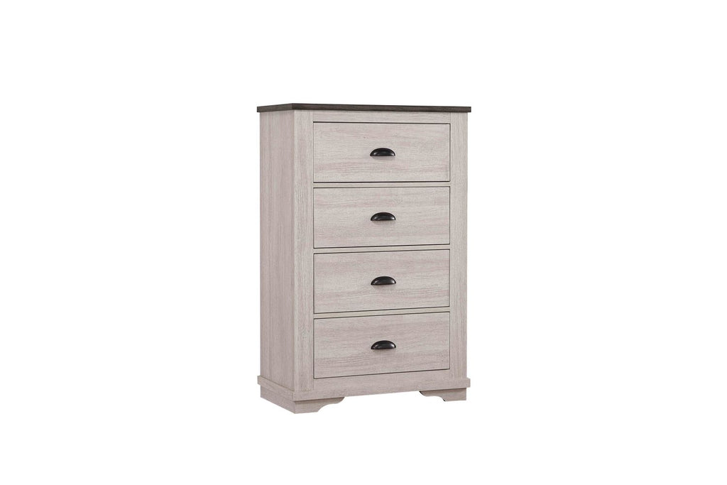 1pc Contemporary Four Drawers Chest Bed Side Cabinet Wooden Furniture Rustic Chalk Gray Color
