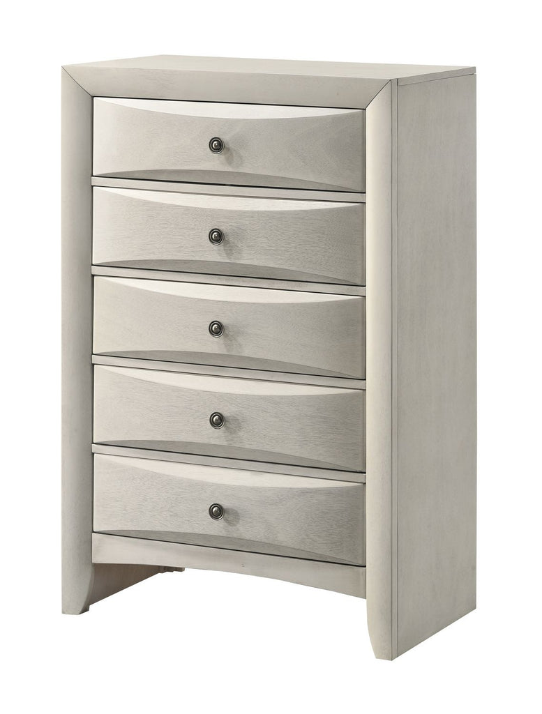 1pc Contemporary Neutral White Finish Curved Drawer Fronts Storage Five Drawers Chest Wooden