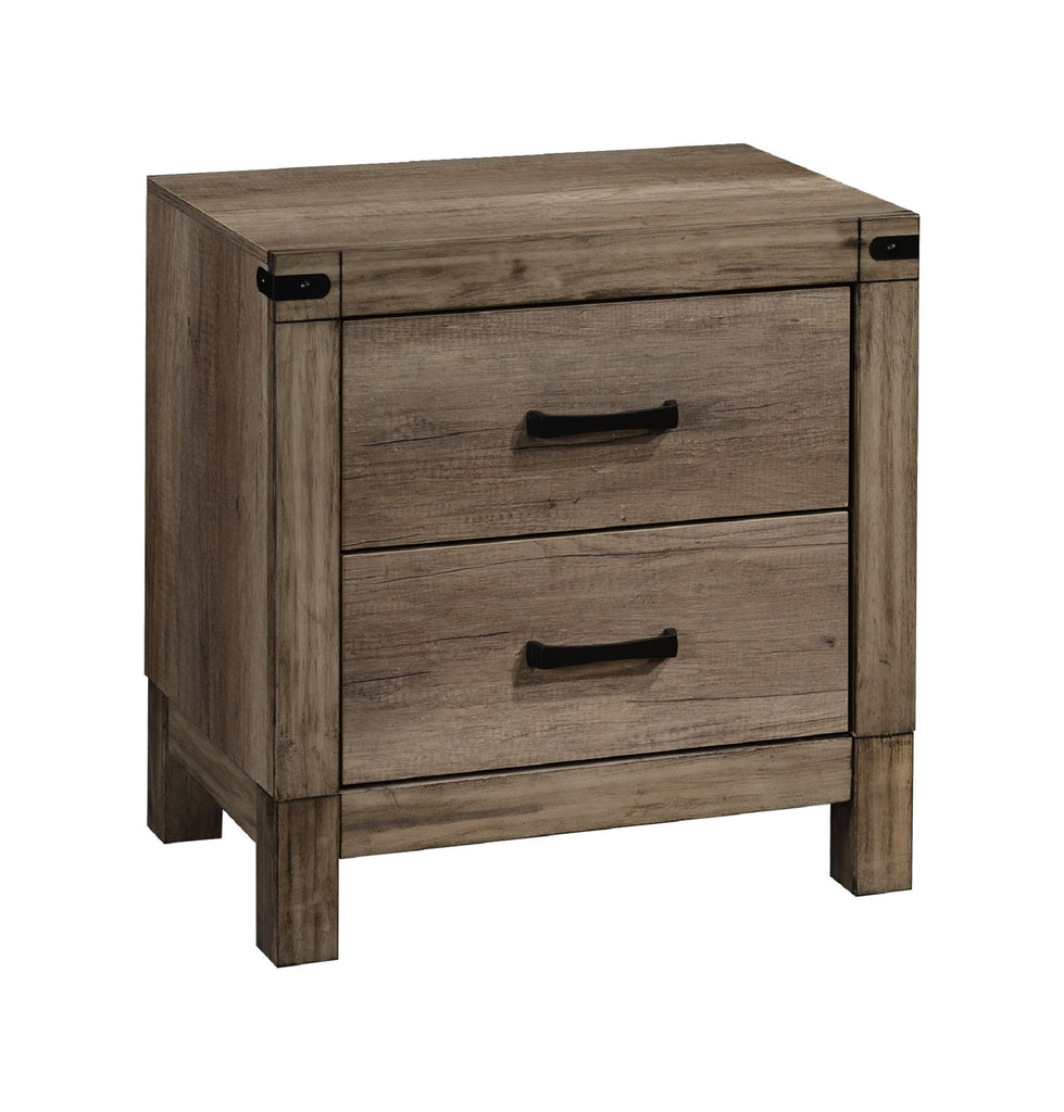 1pc Contemporary Tall Two Drawer Night Stand Bedroom Solid Wood Wooden Furniture Nightstand End Table Brown Melamine Finish Rustic