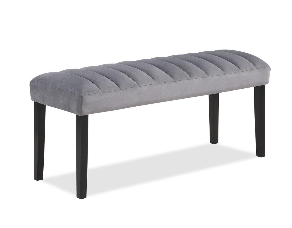 1pc Gray Black Bench Dining Room Velvet Fabric Upholstery Kitchen Dining Wooden Furniture