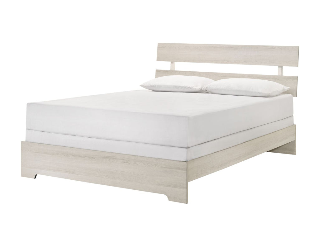 1pc Rustic Full Platform Bed Slat Headboard Low-profile Bed Frame White Wash Finish Contemporary Bedroom Furniture
