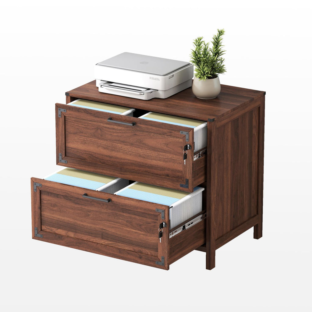 2 Drawer Farmhouse File Cabinet,Filing Cabinet with Lock for Home Office