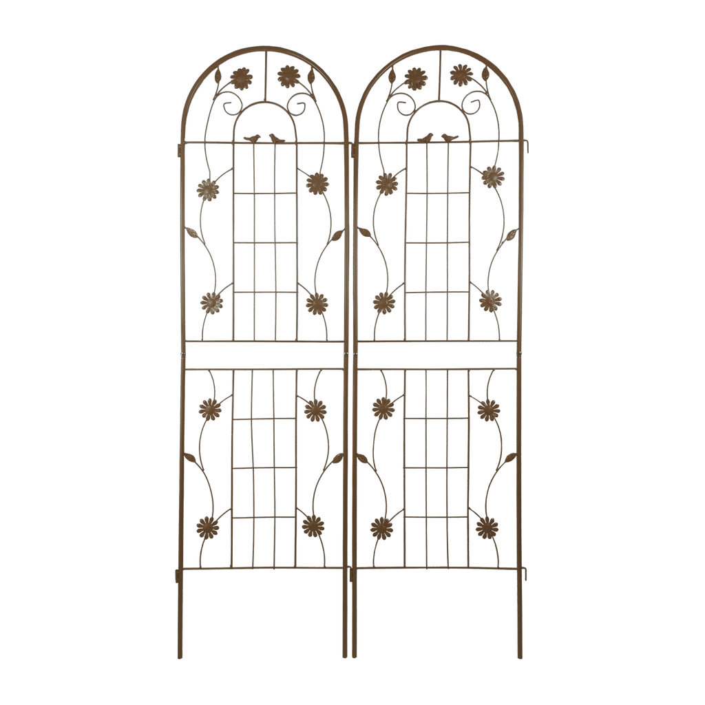 2 Pack Metal Garden Trellis 71" x 19.7" Rustproof Trellis for Climbing Plants Outdoor Flower Support Brown
