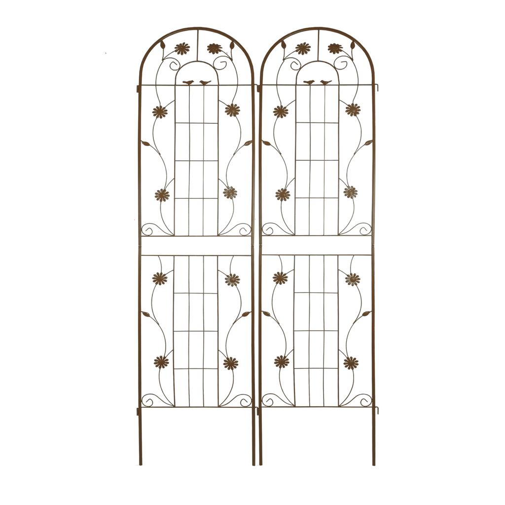 2 Pack Metal Garden Trellis 86.7" x 19.7" Rustproof Trellis for Climbing Plants Outdoor Flower Support Brown