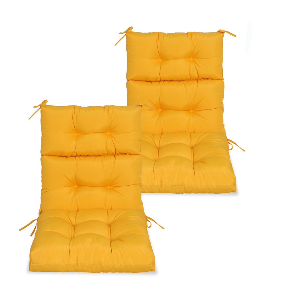 2 Pcs Set High Back Patio Chair Cushions, Tufted Rocking Chair Cushions, Adirondack Cushions for Garden Porch Home Office Chair Use,44'' x 22''x 4'', 2 Pack-Yellow