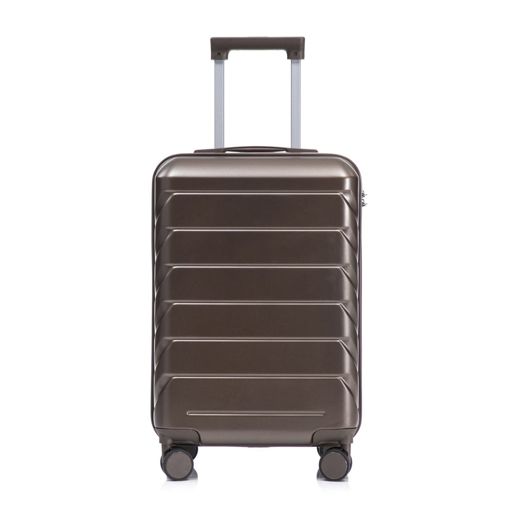 20 Inch ABS Hard Shell Travel Checked Luggage - Scratch Resistant Surface Four Multi-Directional Wheels, With Combination Lock.(Brown)