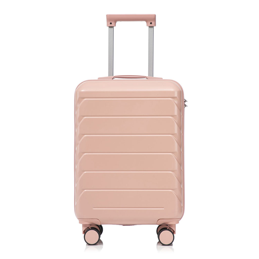 20 Inch ABS Hard Shell Travel Checked Luggage - Scratch Resistant Surface Four Multi-Directional Wheels, With Combination Lock.(Pink)