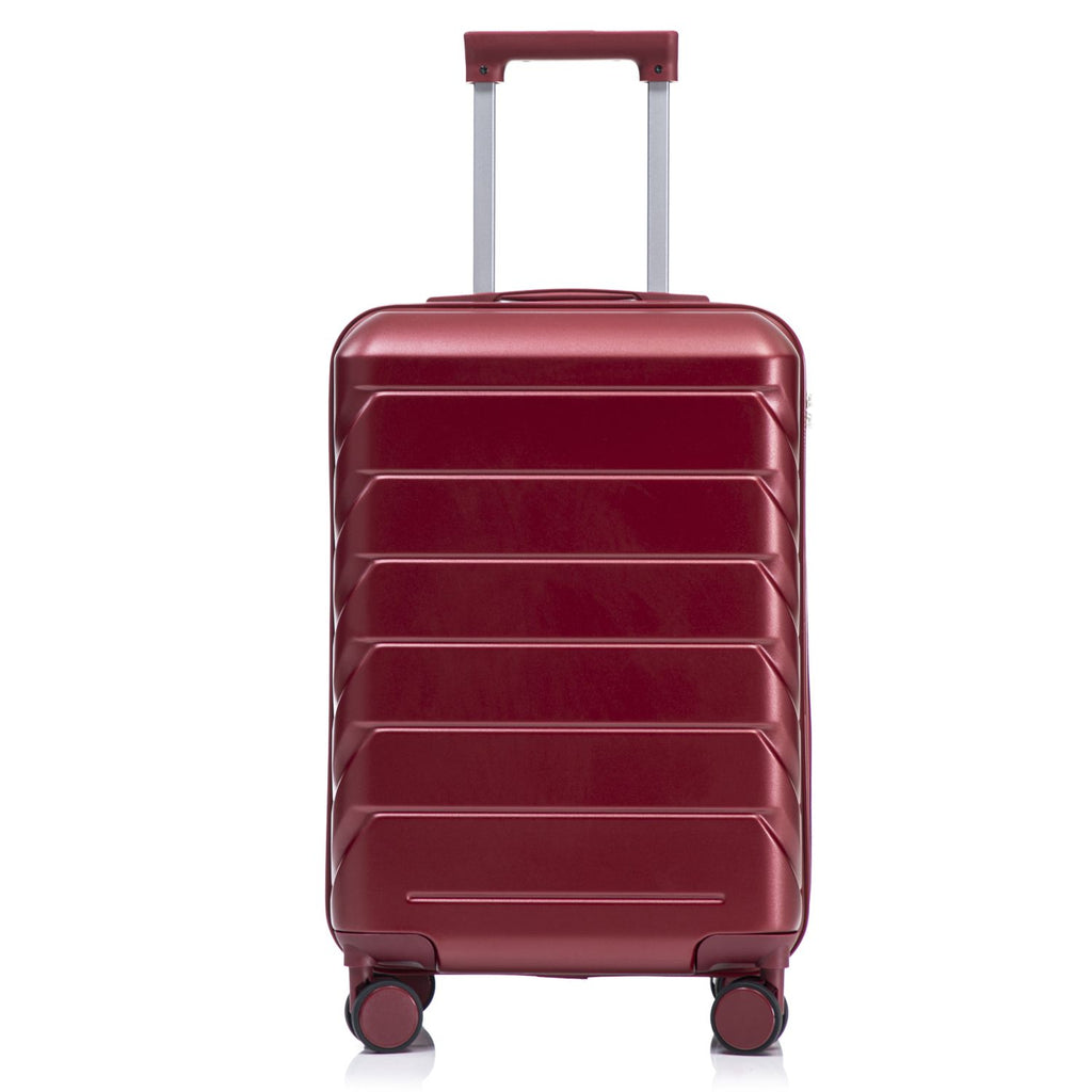 20 Inch ABS Hard Shell Travel Checked Luggage - Scratch Resistant Surface Four Multi-Directional Wheels, With Combination Lock.(WINE RED)