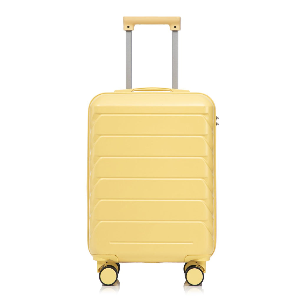 20 Inch ABS Hard Shell Travel Checked Luggage - Scratch Resistant Surface Four Multi-Directional Wheels, With Combination Lock.(Yellow)