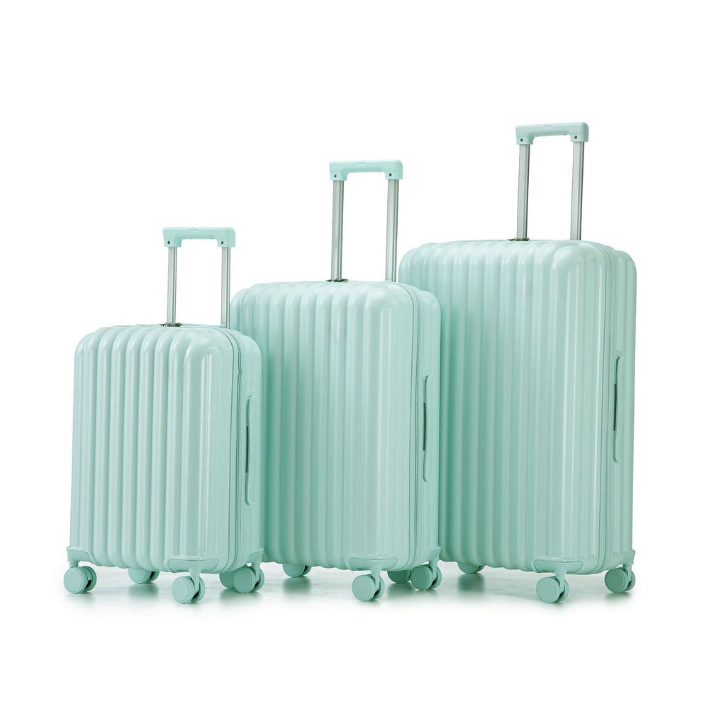 20"/24"/28" 3 pcs/set in ABS Spinner Wheel Luggage, Carry on Suitcase, with Cup Holder & USB Port & Phone Holder (Mint Green)