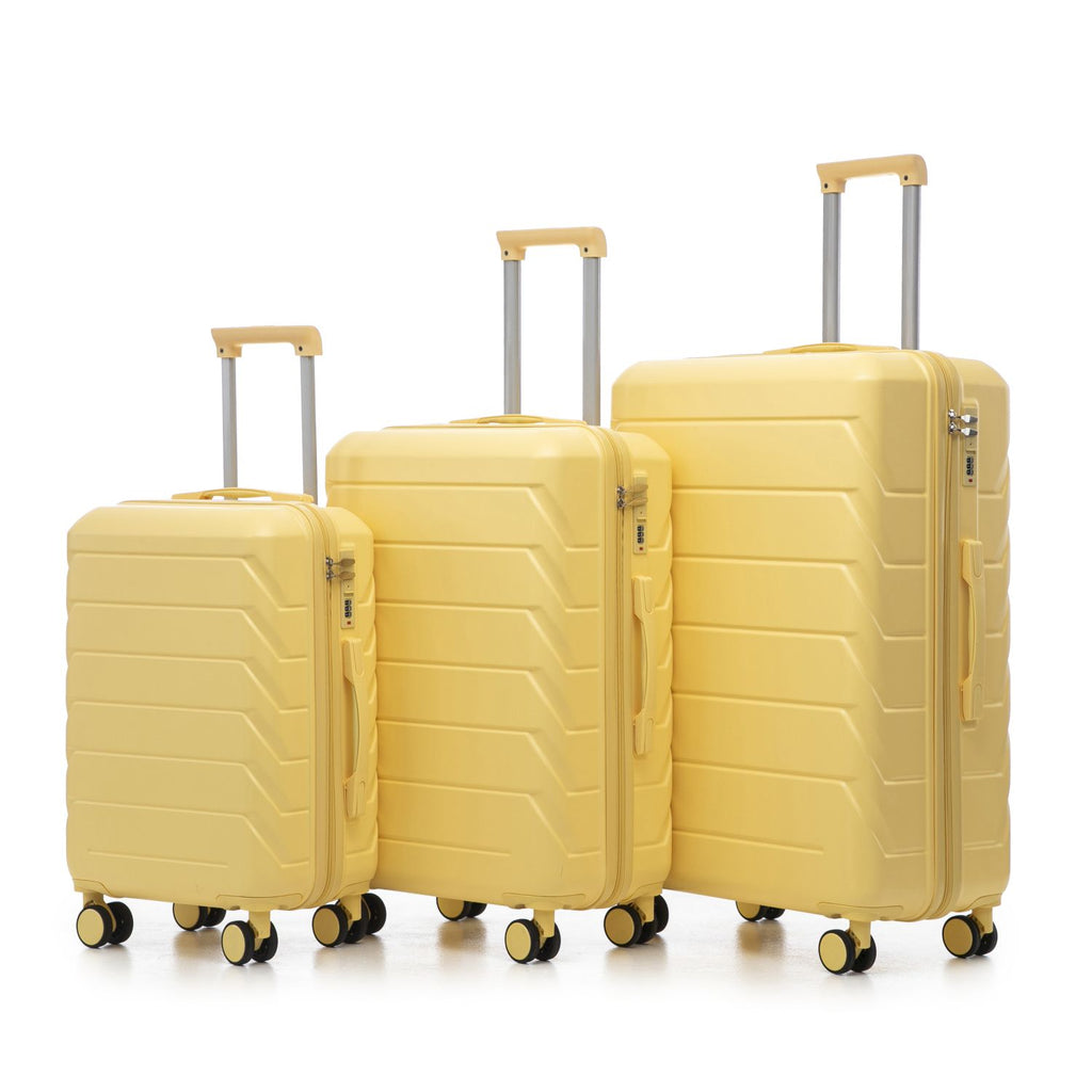 20"/24"/28" 3 pcs/set in ABS Spinner Wheel Luggage, Matching Color , With Combination Lock (Yellow)
