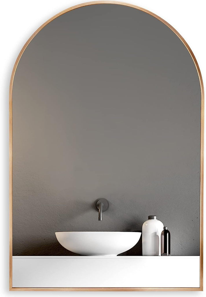 20x30 Inch Gold Metal Framed Arched Bathrrom Mirror for Wall.(W2203134108)