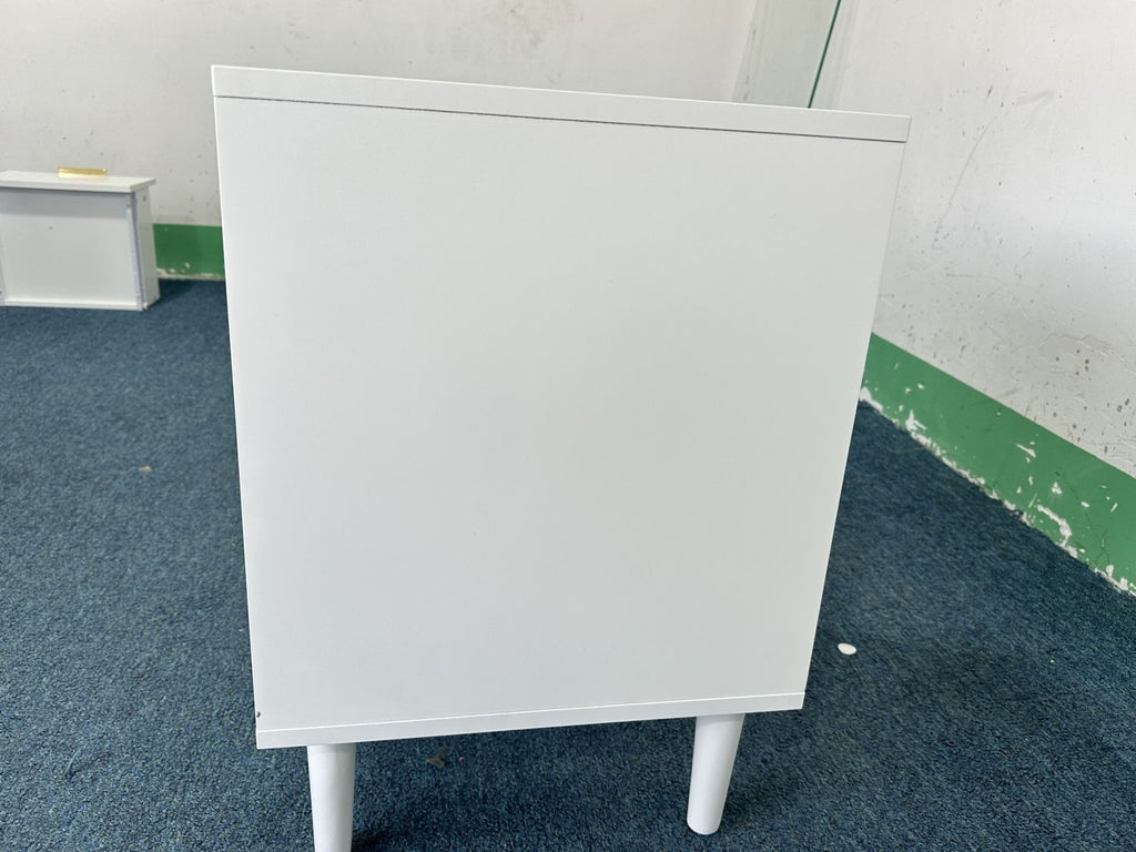 22.83'' H Modern White Nightstand with One Drawer and Open Shelf, Gold - Accented Handle, Ideal for Bedroom Decor